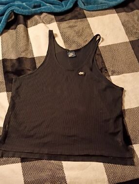 Vintage 90's Nike Black Ribbed Tank with Small Swoosh Patch